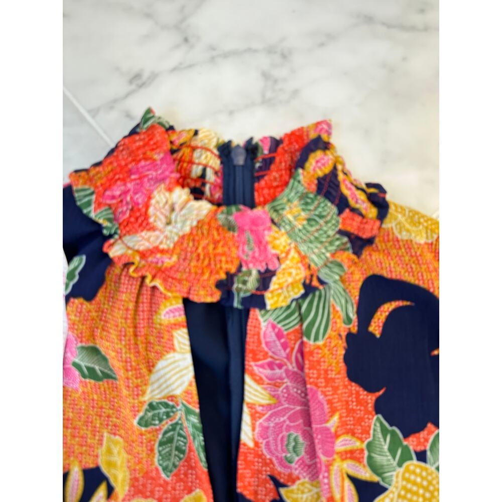 FATE Floral NWT Long Sleeve Smocked Waist Mini Dress Rust Fall Boho S - Picture 9 of 12